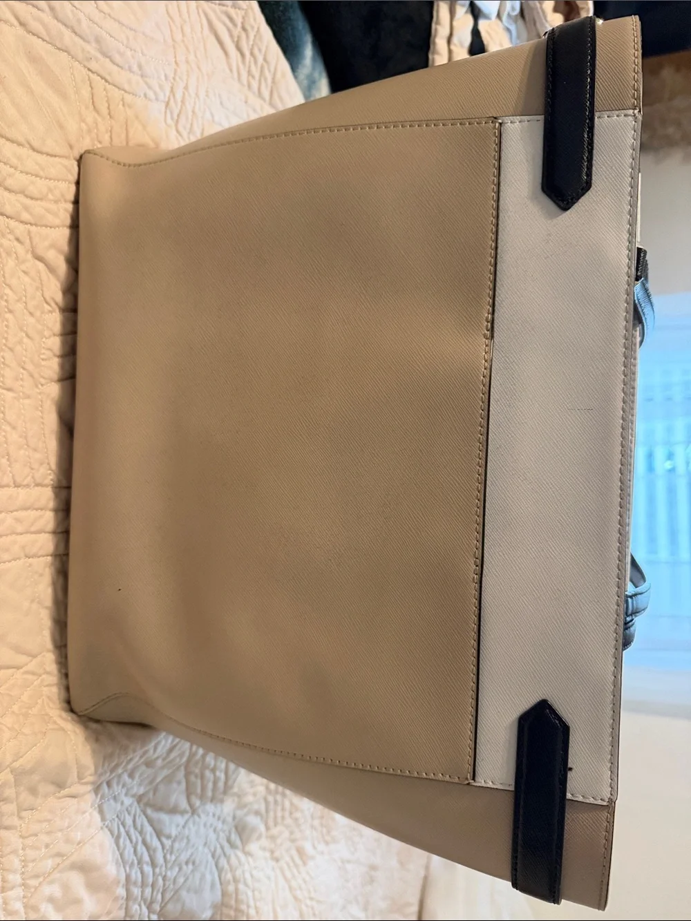 kate spade Two-Tone Cream and Black Structured Tote